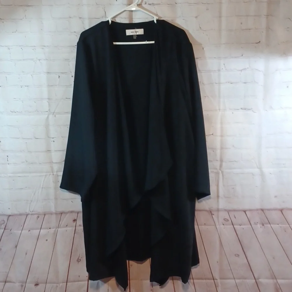 Jones Studio Classic Open Black Grunge Polyester Cardigan 3XL NWOT